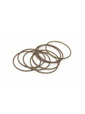 Group of 7 Vintage Gold Tone 8 Inch Twisted Bangle Stacking Bracelets.